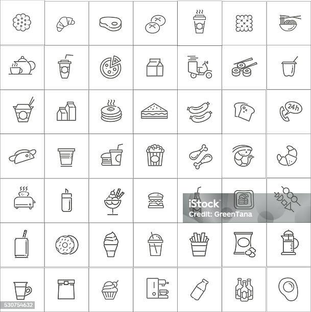 Fast Food Vector Outline Icons Set Cooking Stock Illustration - Download Image Now - Icon Symbol, Fast Food Restaurant, Fast Food