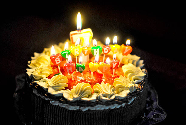 istock Party Candles on a  Birthday Cake 530754941