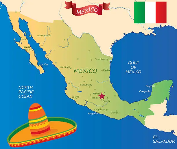 Vector illustration of Mexico map