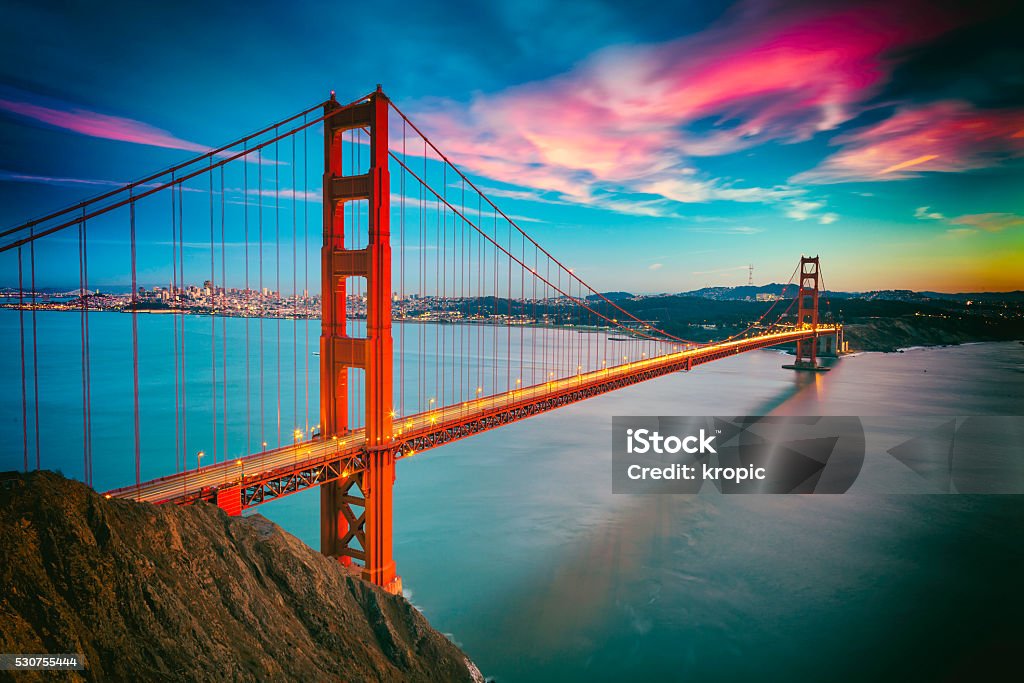 San Francisco with the Golden Gate bridge San Francisco from San Francisco Headlands and Golden Gate bridge Golden Gate Bridge Stock Photo