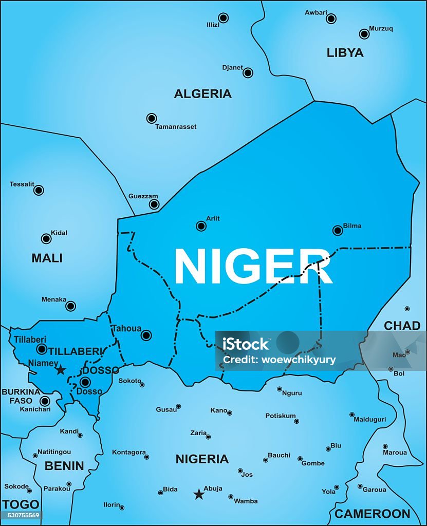 Карта Нигера - Векторная графика Африка роялти-фри