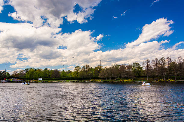The lake at Washingtonian Center in Gaithersburg, Maryland. stock photo