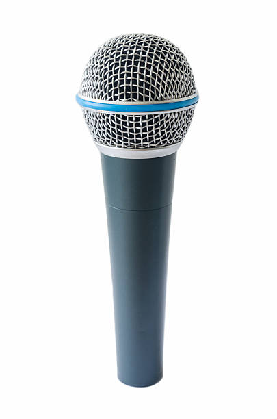 istock Metal body microphone isolated on white background 530756950