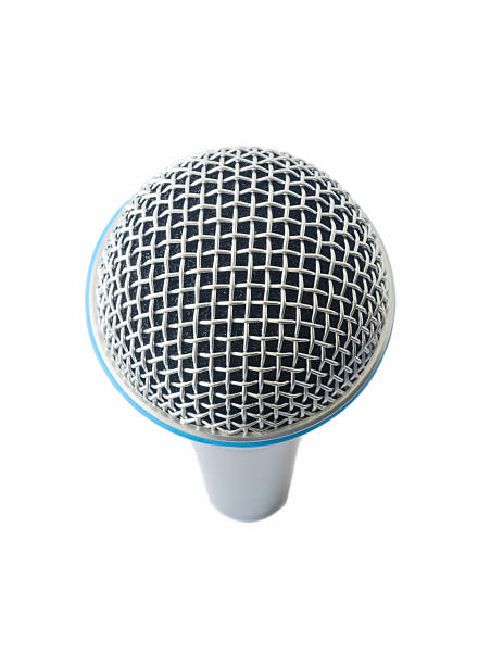 istock Metal body microphone isolated on white background 530757596
