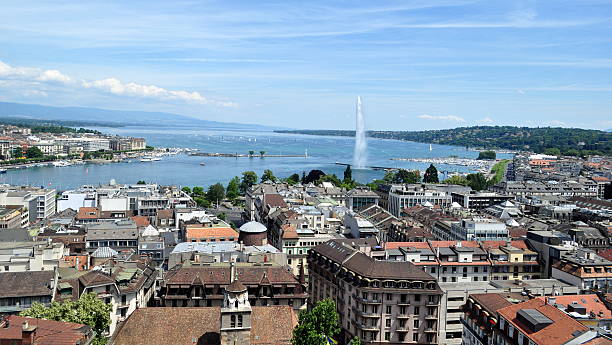 istock 'Jet d'Eau' fountain looking from St Pierre Cathedral 530757691