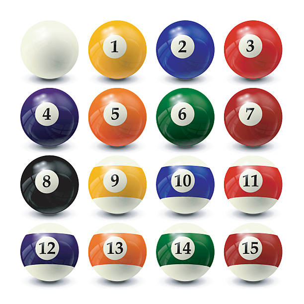 billiard balls set billiard balls set - realistic vector design pool ball stock illustrations