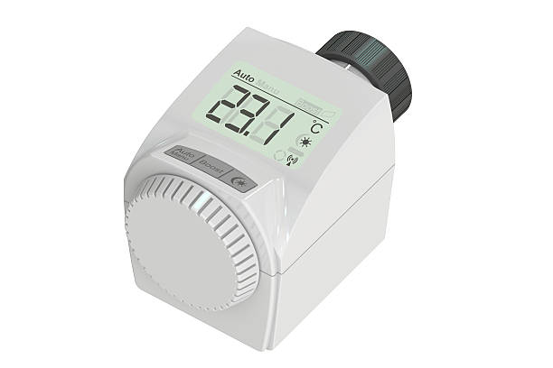 istock Digital radiator thermostatic valve, 3D rendering 530757996