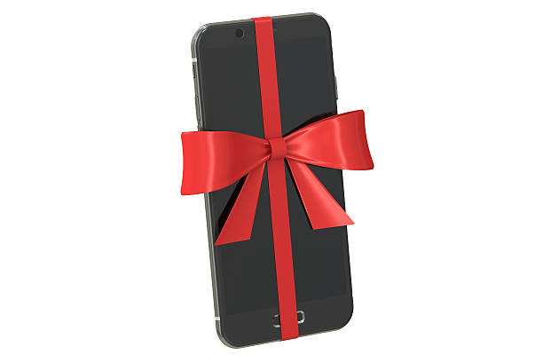 istock modern smartphone with bow and ribbon, gift concept. 3D renderin 530758380