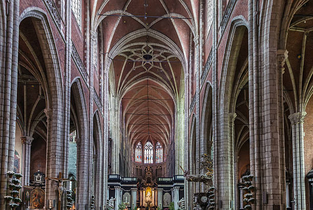 st bavo 성당, 겐트, 벨기에 - architecture basilica column gothic style 뉴스 사진 이미지