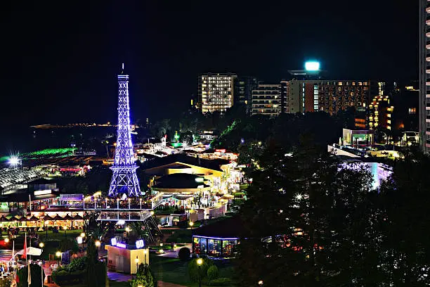 Photo of night view of the city lights of the resort