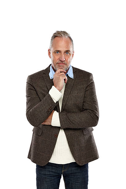 istock Portrait of mature man standing on white 530760177