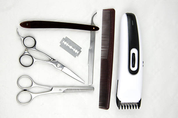 istock Hairdresser scissors and tools on white background 530760793