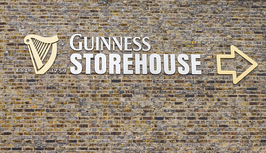 Dublin, Ireland - May 5, 2016: Sign outside the Guinness Storehouse.