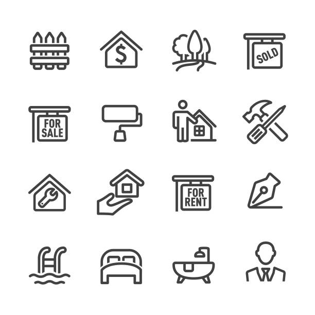 Real Estate Icon Set - Line Series View All: buy single word stock illustrations