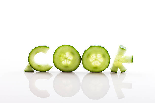 the word made from slice of cucumber stock photo