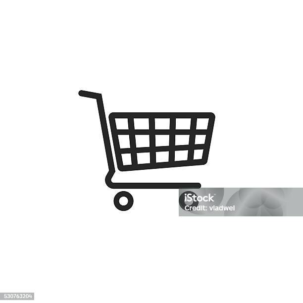 Shopping Cart Vector Icon Supermarket Trolley Pictogram Stock Illustration - Download Image Now