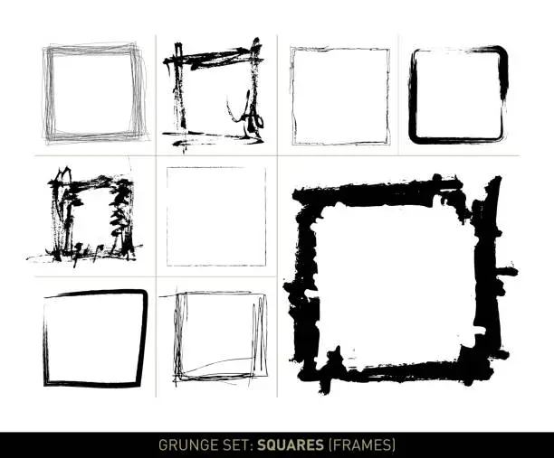 Vector illustration of Grunge set: Squares (Frames)