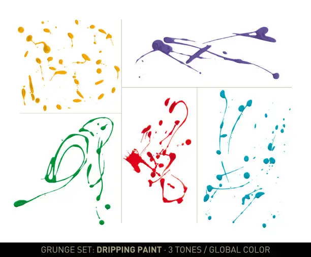 Vector illustration of Grunge set: Dripping paint (3 tones)