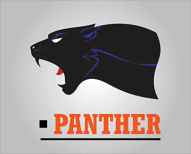 Vector illustration of Fearless Panther. Roaring Predator. Roaring Panther.