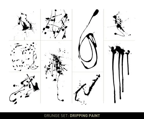Vector illustration of Grunge set: Dripping paint