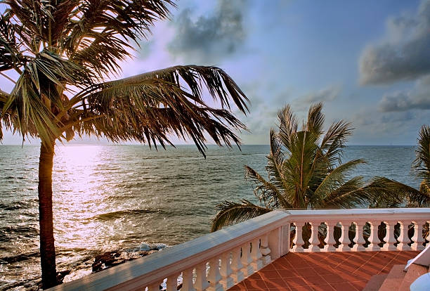istock Balcony on tropic sea shore in Sri Lanka 530766113