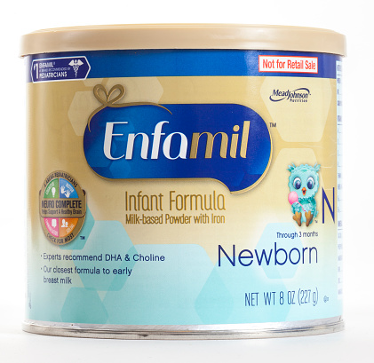 Las Vegas, USA - January 2, 2015: Enfamil Baby Formula isolated on a white background.Enfamil (a play on words of 'infant meal') is a brand of infant formula
