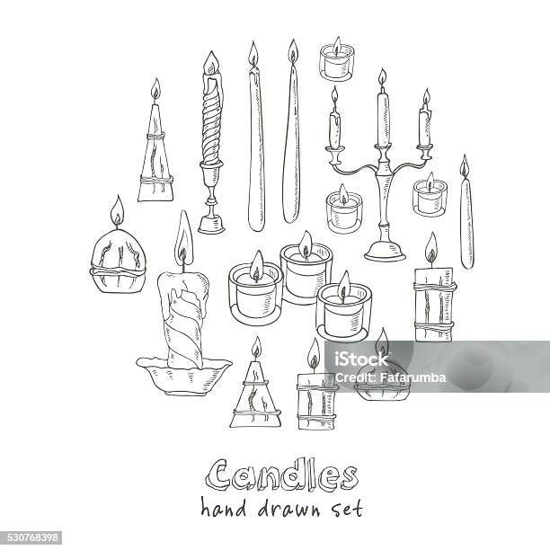Hand Drawn Set Of Candles Stock Illustration - Download Image Now - Backgrounds, Candle, Candlelight