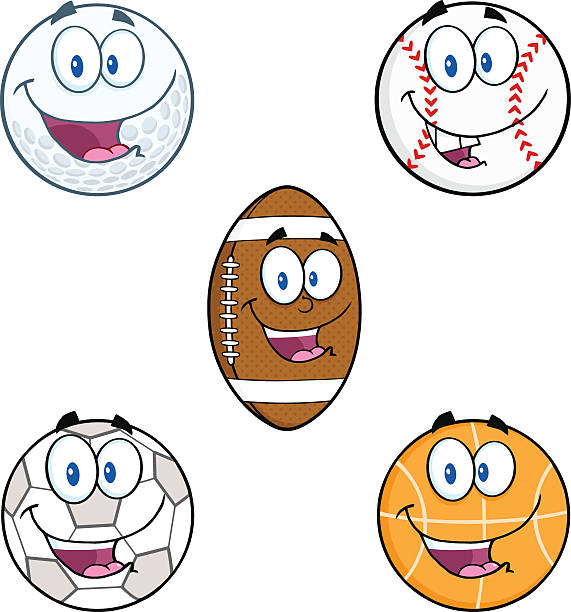 컬렉션 마스코트 스포츠 공 - art painted image ball baseball stock illustrations