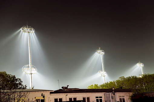 Huge size stadium floodlamps with dark backgroundHuge size stadium floodlamps with dark background
