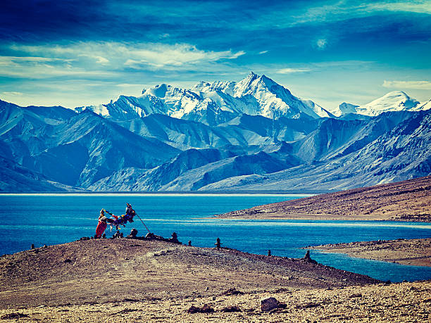 istock Buddhist prayer flags lungta at Himalayan lake Tso Moriri 530770326