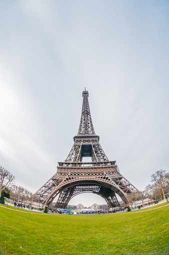 Paris, France - cityscape with Trocadero gardens and Eiffel Tower. UNESCO World Heritage Site.