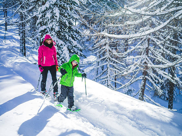 istock Mother and Son Snowshoeing 530777939