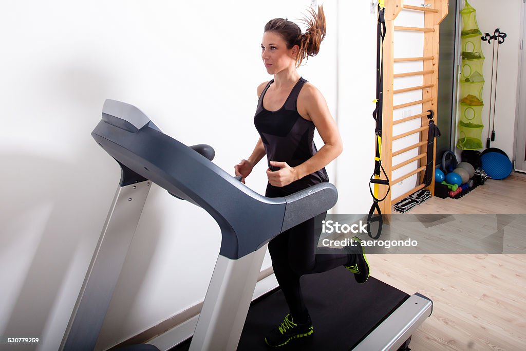 home gym treadmill run Home Interior Stock Photo