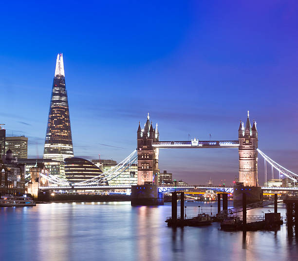 istock Tower Bridge and The Shard at Night in London 530780649