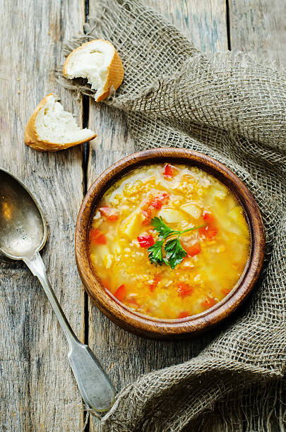 istock soup with salmon, potatoes and millet 530781363