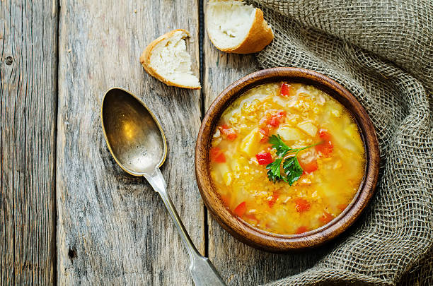 istock soup with salmon, potatoes and millet 530781409