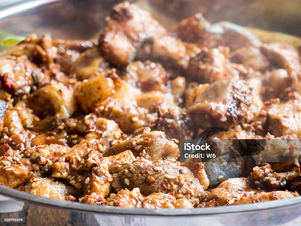 Chinese beef stew with spicy sauce in pan 2015 Stock Photo