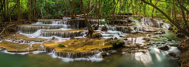 huay mae kamin 워터풀 - awe beauty in nature waterfall cool 뉴스 사진 이미지