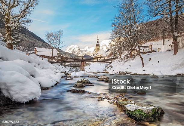 St Bastian Church In Ramsau Stock Photo - Download Image Now - Ramsau, 2015, Alpenglow