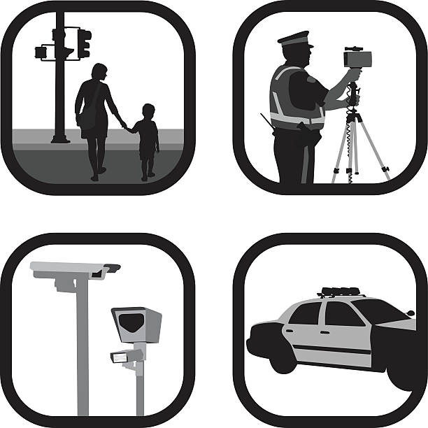 ilustraciones, imágenes clip art, dibujos animados e iconos de stock de de vigilancia - silhouette security staff spy security
