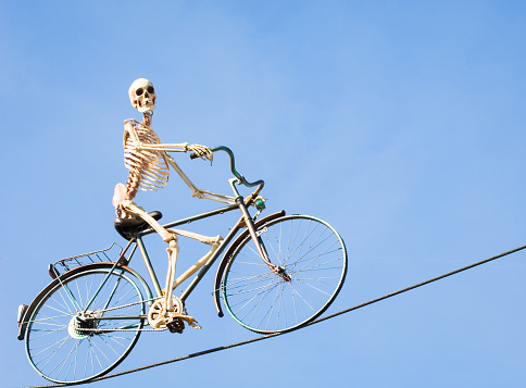 cycling skeleton at a ghost train