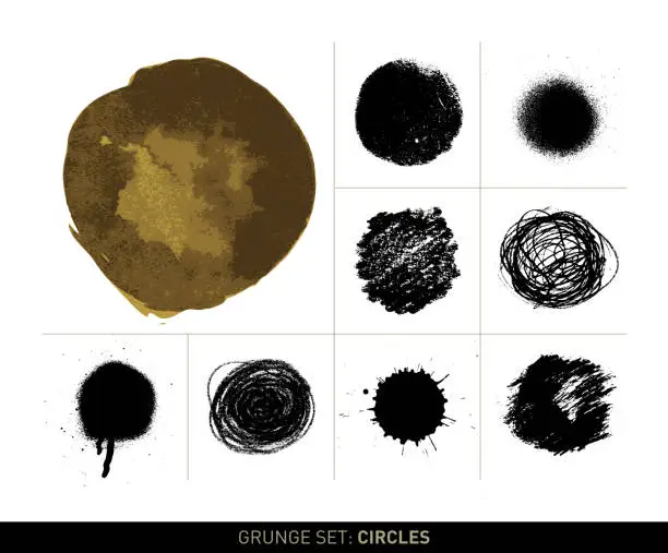 Vector illustration of Grunge set: Circles (Filled)