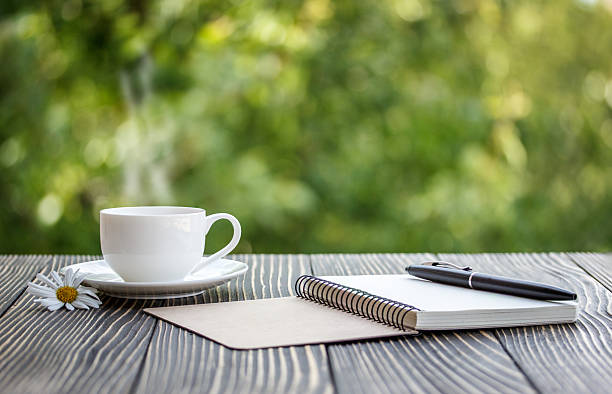 istock blank white notebook and cup of coffee on the desk 530804710