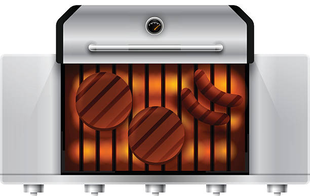 illustrazioni stock, clip art, cartoni animati e icone di tendenza di griglia dall'alto - sausage grilled isolated single object