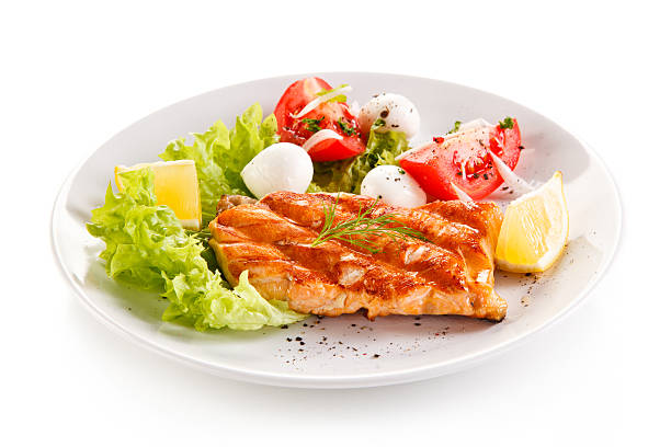 istock Grilled salmon and vegetables 530806592