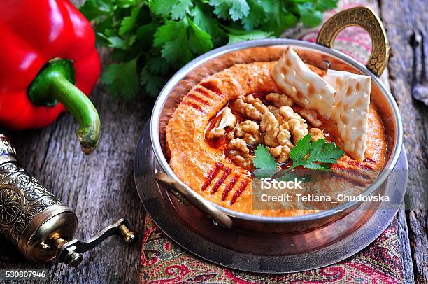 Muhammara Dip Of Sweet Peppers With Walnuts Cumin Garlic Stock Photo - Download Image Now
