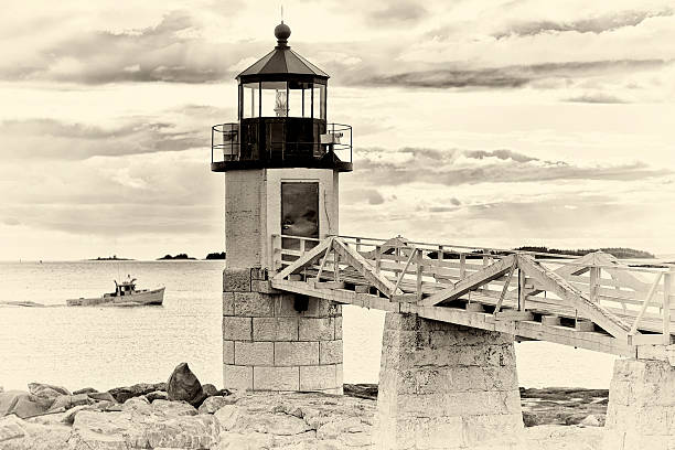 il faro - sea new england marshall point lighthouse lighthouse foto e immagini stock