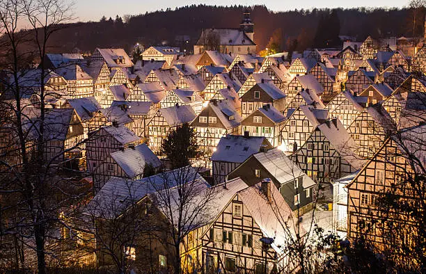 An alternative, 86 half-timbered houses district of the city Freudenberg near Siegen. The district, which is also called 'Alter Flecken' was built on the instructions of the then local ruler, Prince John Maurice of Nassau in the 17th century after a town fire and consists almost unchanged since.