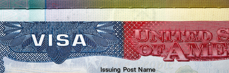 American Visa in the passport closeup