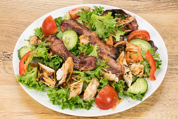 istock Grilled chicken and bacon salad 530809536